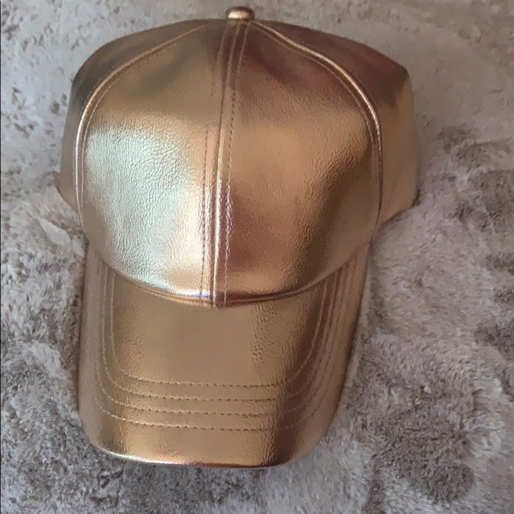 Faux leather baseball cap